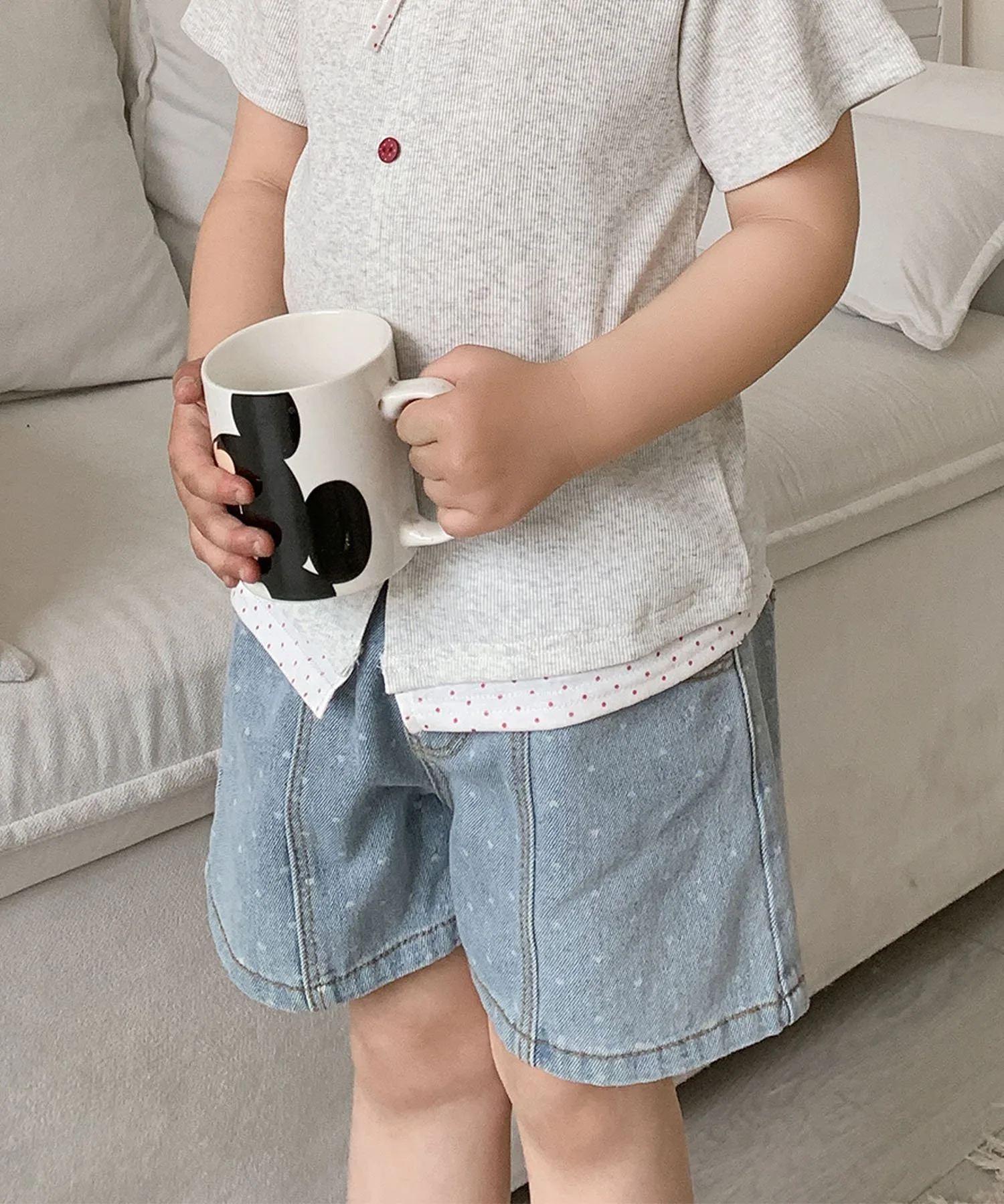 Детские джинсовые шорты в горошек Aimoha Kids, blue — фото 3