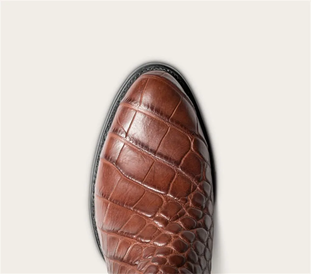 

Мужские модные ковбойские сапоги CHUUMEE с круглым носком, вышивкой и прочным дизайном в западном стиле, коричневый