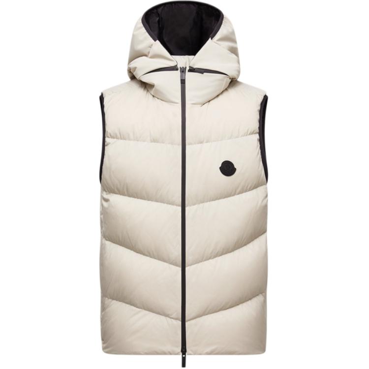 Moncler Куртка-жилет с капюшоном и стёганой диагональной отделкой, Ice Snow Gray — фото 3