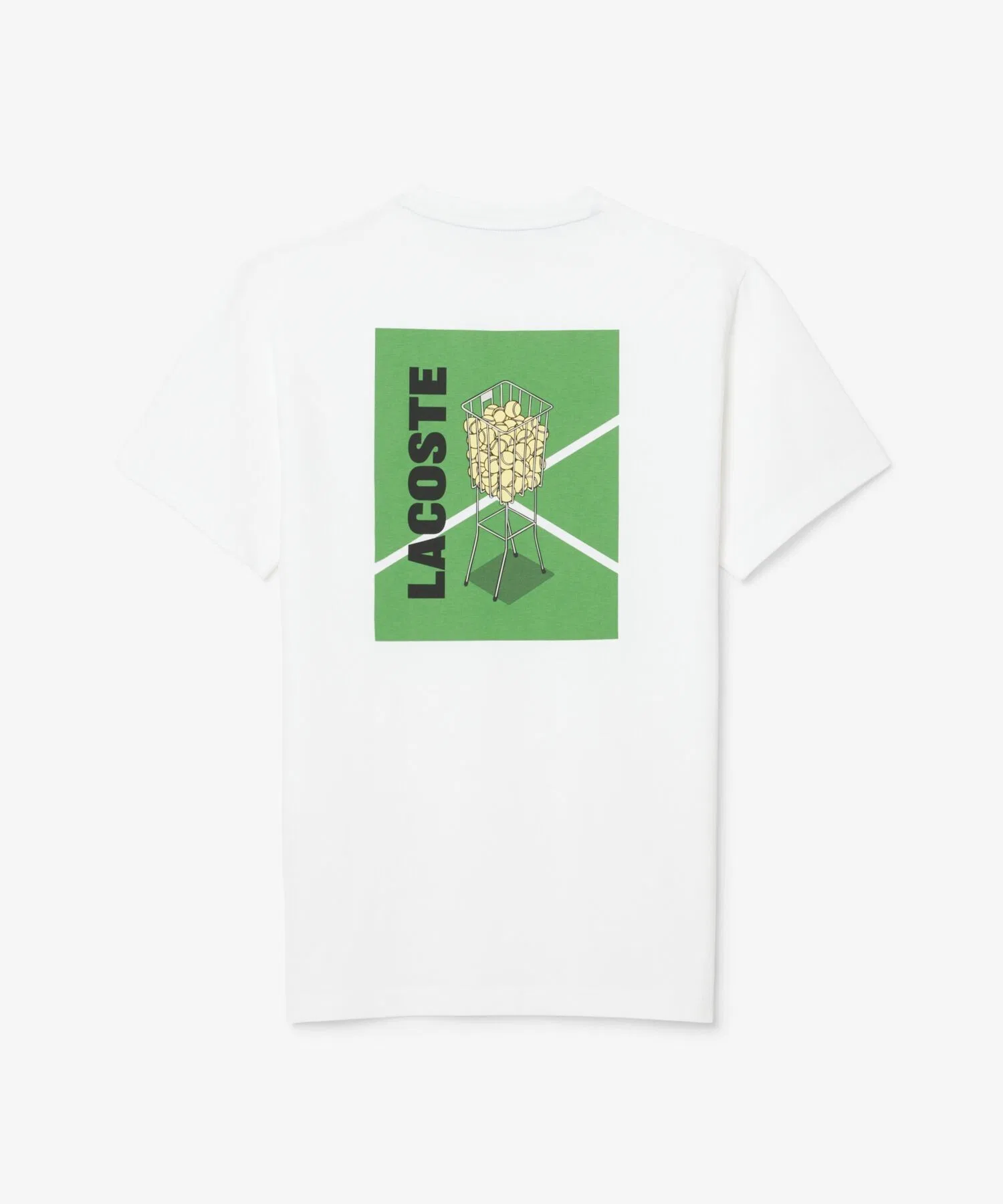Футболка мужская Lacoste с принтом на спине, хлопок и полиэстер, белый