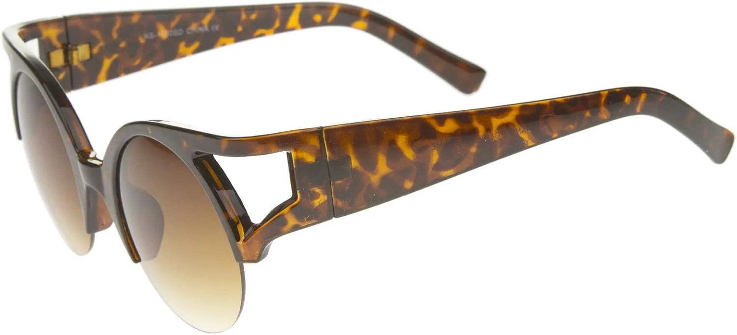 

Женские солнцезащитные очки zeroUV с круглыми линзами, полуободковой оправой и вырезом в форме «кошачий глаз», диаметр линз 50 мм, Orange-tortoise / Amber