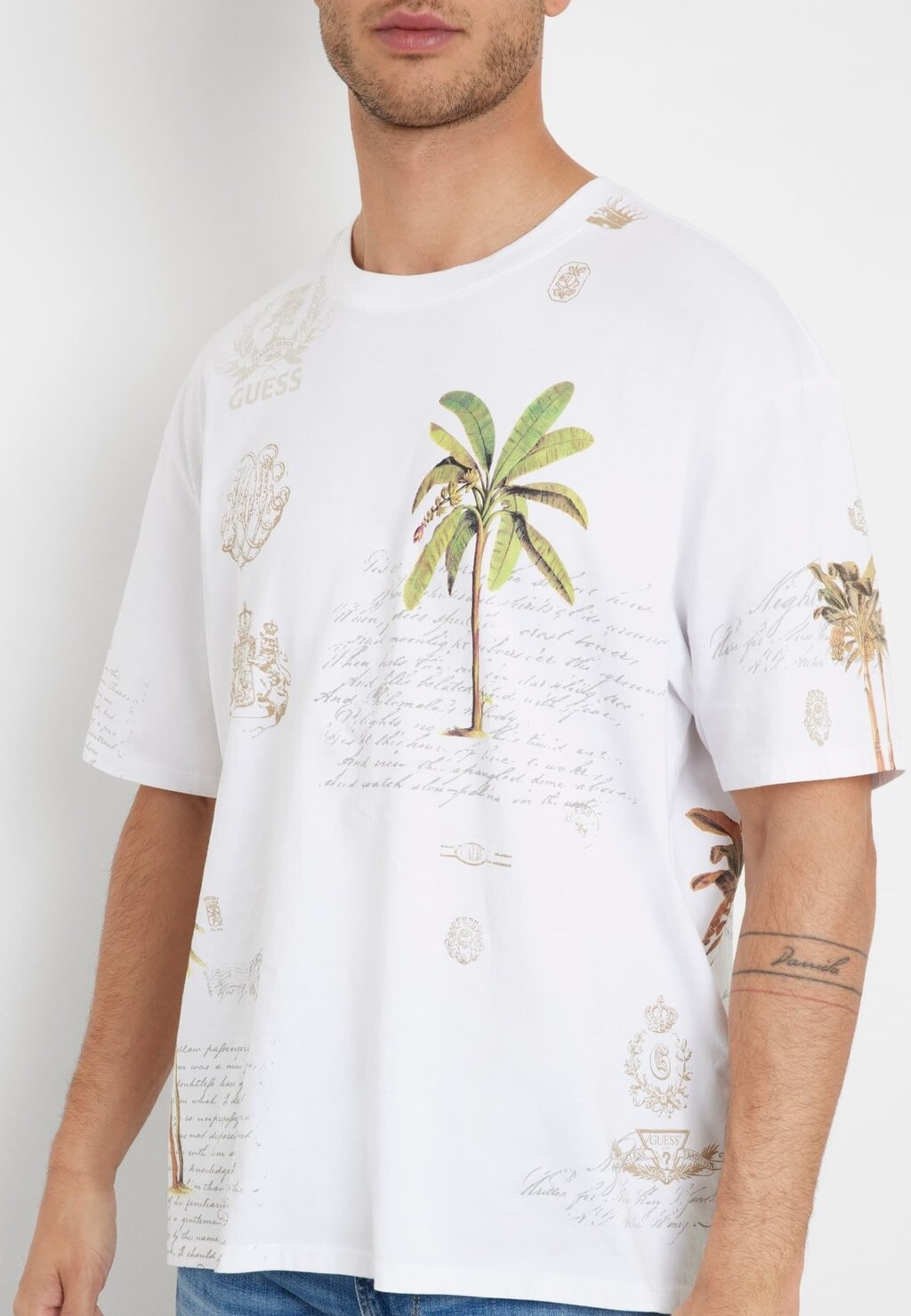 

Футболка с принтом ALLOVER Guess, белый