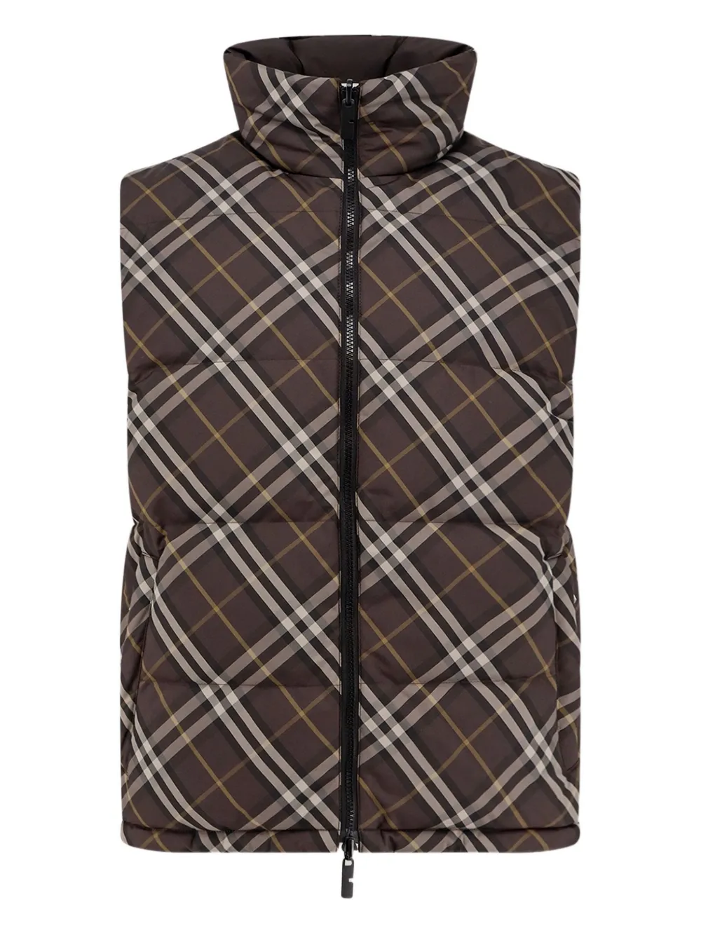 

Стеганый жилет в клетку Burberry, коричневый