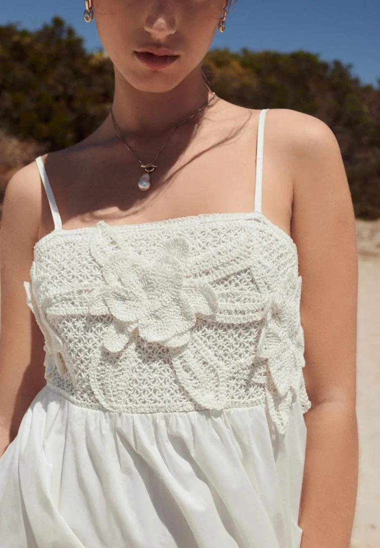 Платье мини, вязаное, летнее, Crochet Mix Next, белый — фото 3