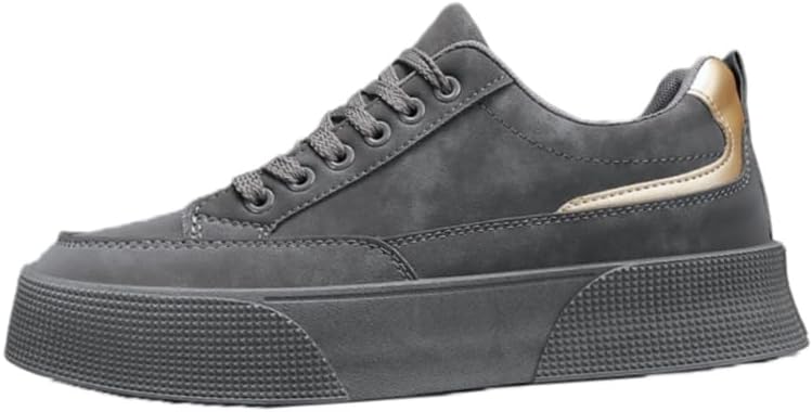 

Мужские повседневные туфли с толстой подошвой на все сезоны, износостойкие, с ПУ, круглый носок, шнуровка, резиновая подошва Fusecottc, серый