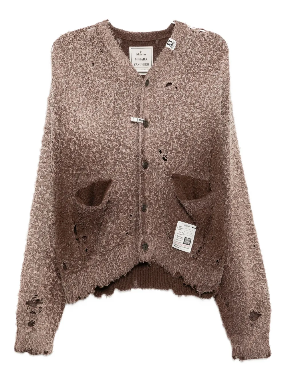 

Кардиган с эффектом состаренности Maison Mihara Yasuhiro, коричневый