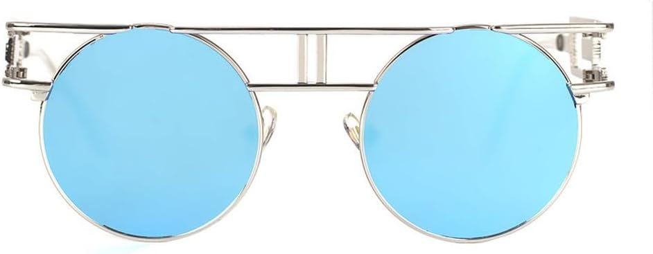 

Круглые солнцезащитные очки из сплава для женщин и мужчин, модные, в крупной оправе, зеркальные, женские, в стиле стимпанк, с защитой от УФ-излучения UV400 HVTVTLA, C6silver-blue Mirror
