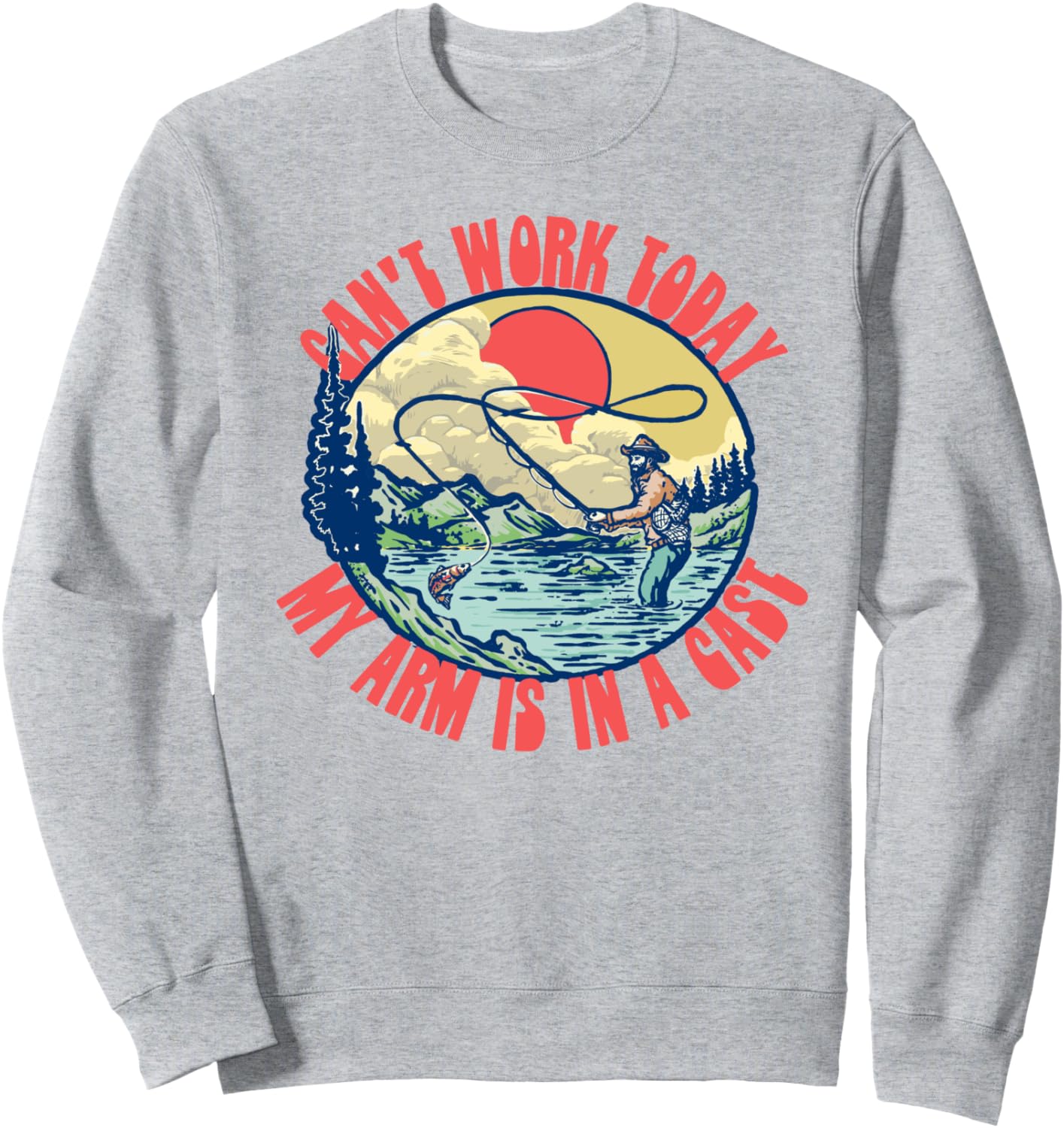 

Извините, я не могу работать, у меня рука в гипсе. Забавная винтажная толстовка для рыбалки Giant Step Design Co., серый