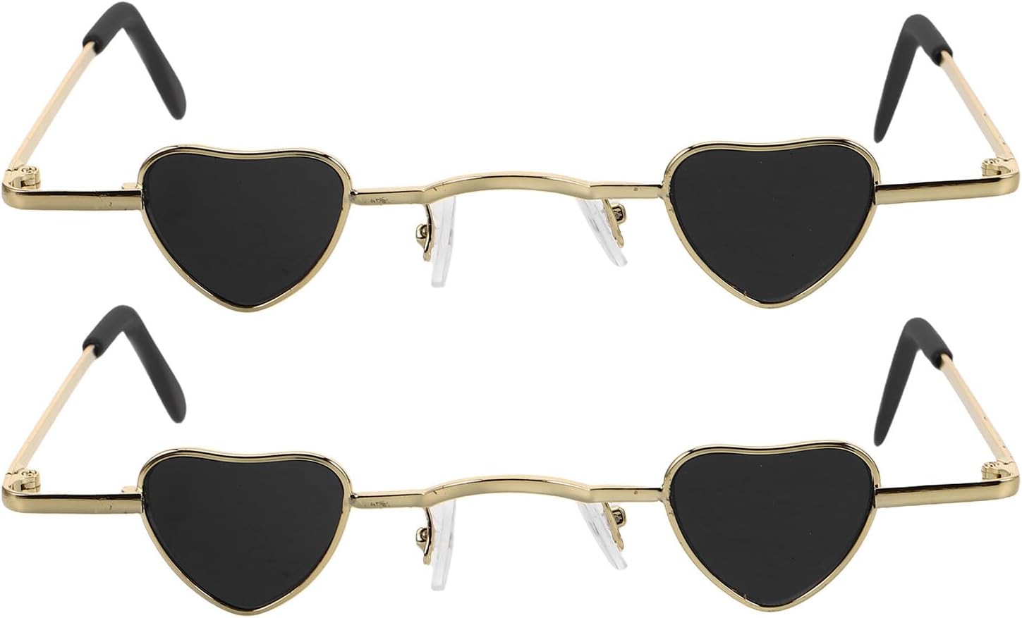

HOMSFOU 2 шт. Миниатюрные солнцезащитные очки в форме сердца, маленькая проволочная оправа, ретро-стиль, защита от УФ-излучения, для женщин и мужчин, для вечеринок и путешествий