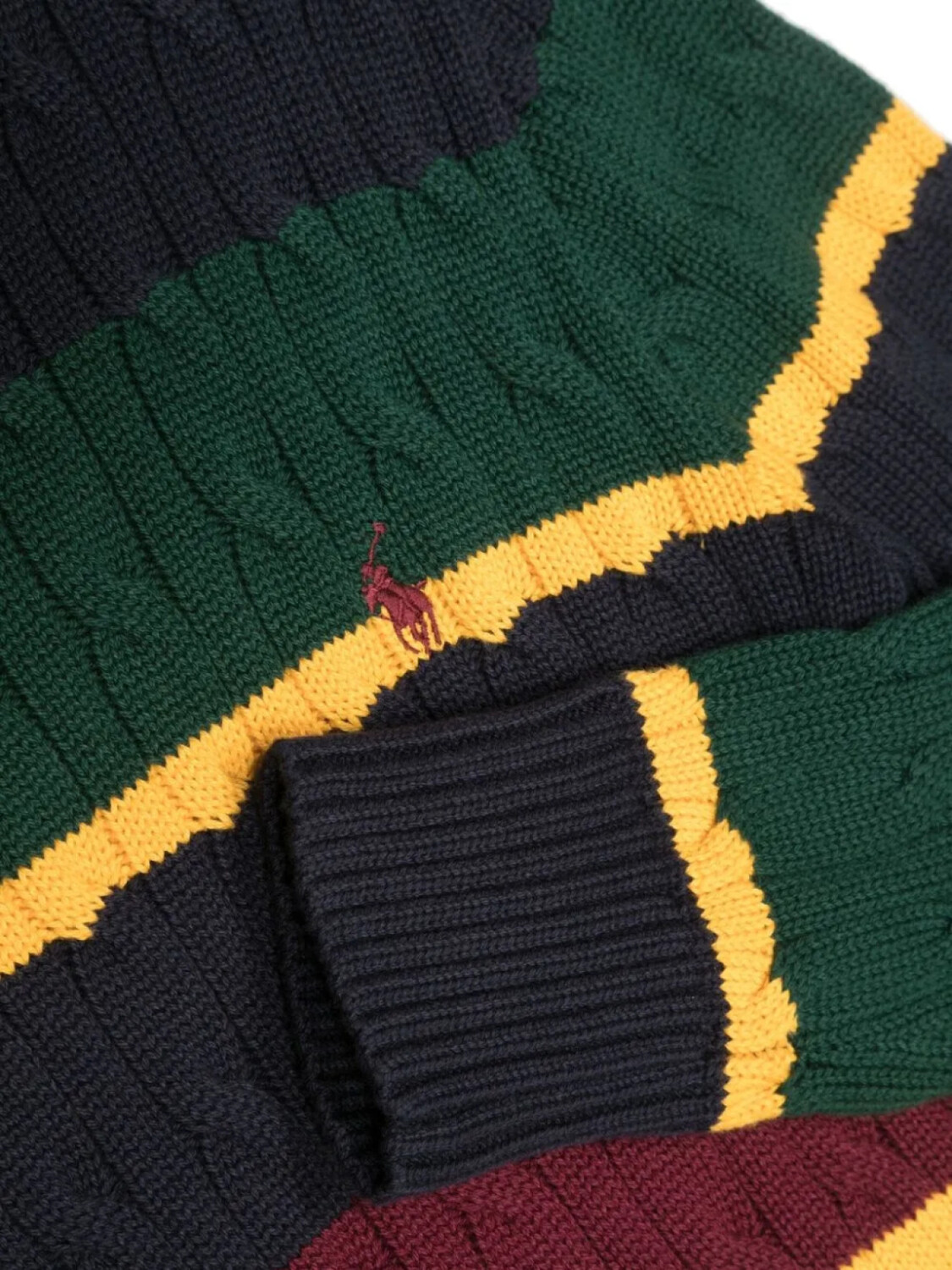 POLO RALPH LAUREN KIDS джемпер фактурной вязки с вышитым логотипом, зеленый — фото 3
