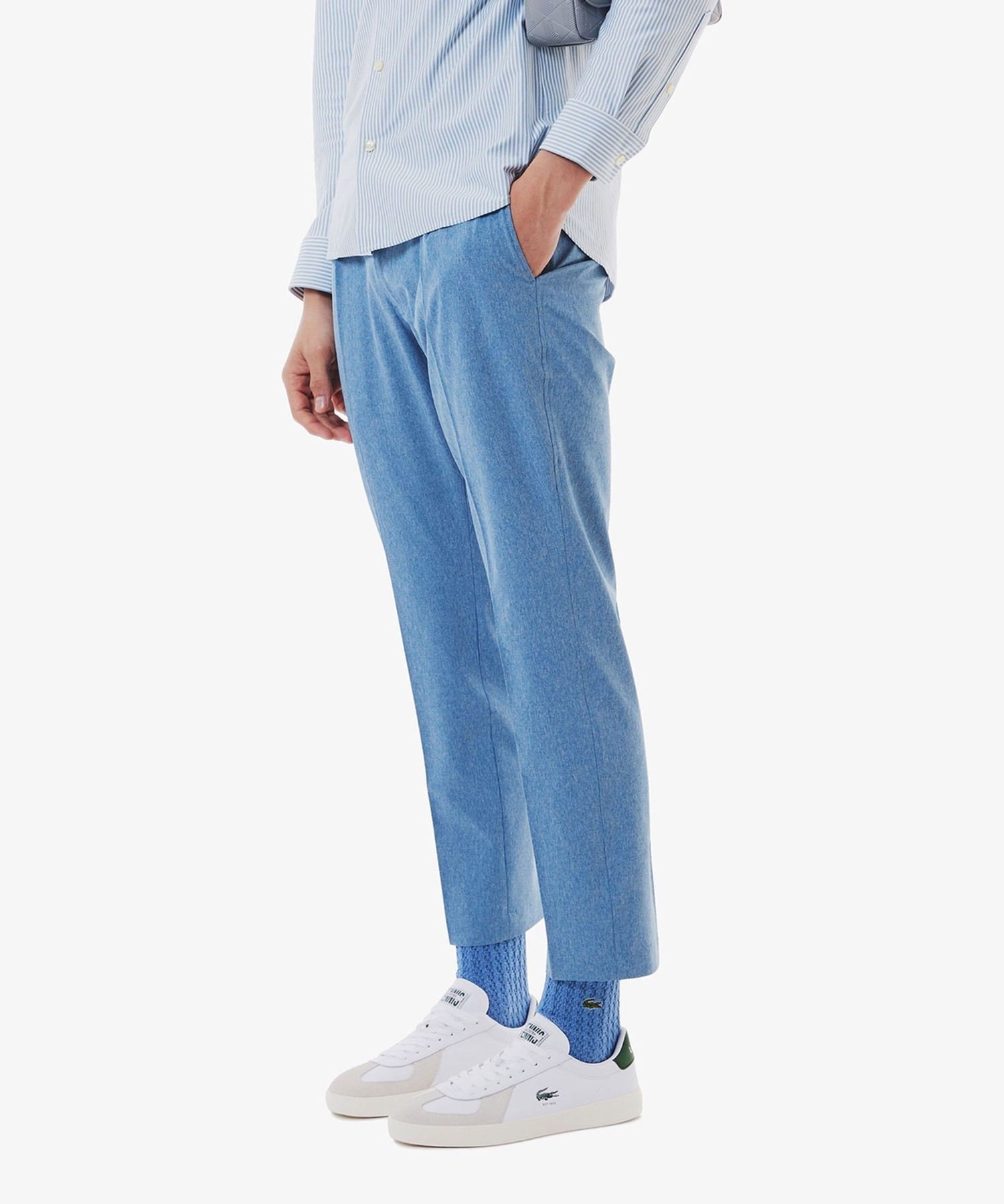 Эластичные брюки с одной складкой LACOSTE, Grayish Blue