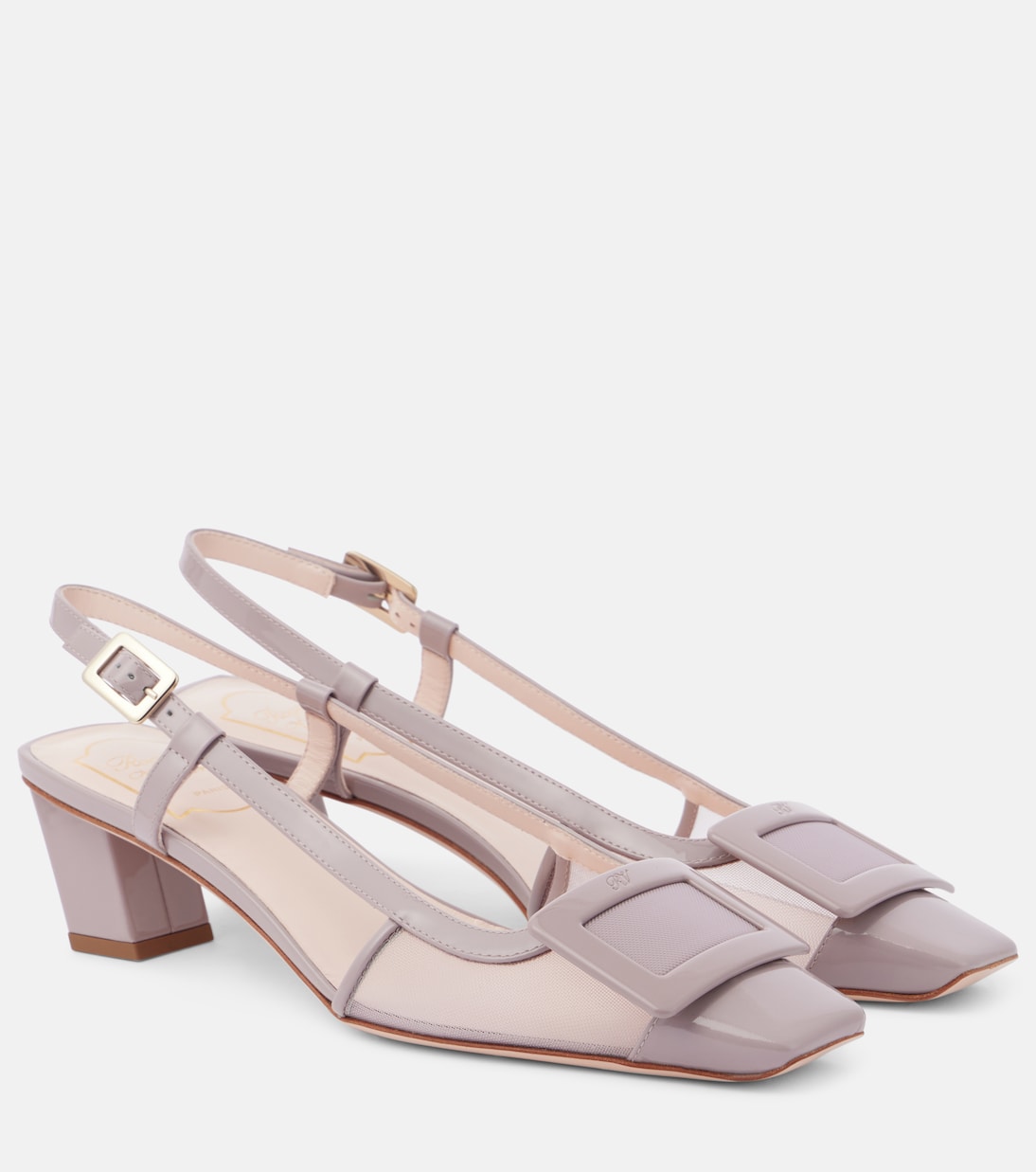 Туфли Belle Vivier из кожи и сетки с ремешком на пятке Roger Vivier, Dusty Rose