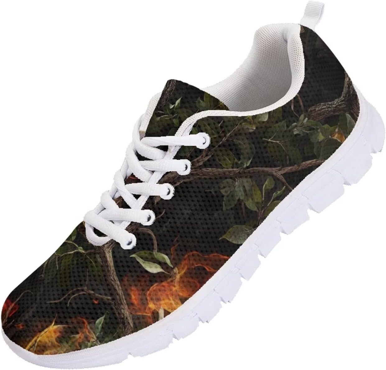 

Мужские кроссовки Forchrinse для бега с шнуровкой, легкие спортивные теннисные кроссовки для ходьбы, Camo Hunting Fire Flame