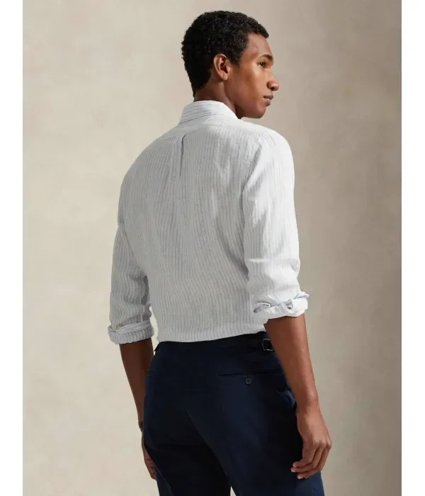 Льняная рубашка slim fit Polo Ralph Lauren, белый — фото 3