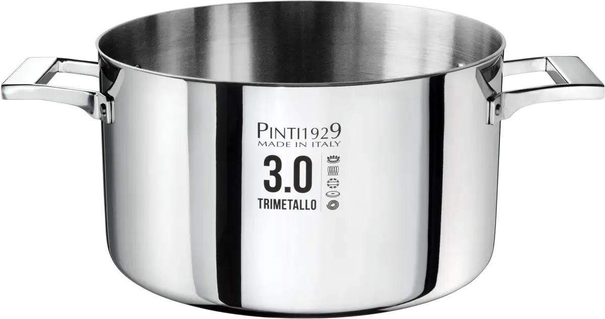 

Кастрюля для мяса PINTINOX "Century 3.0", алюминий, (1 шт.), дно и боковые стенки полностью из 3-х слойного материала, индукционная Ø 20 см + высота 12 см, цвет edelstahlfarben