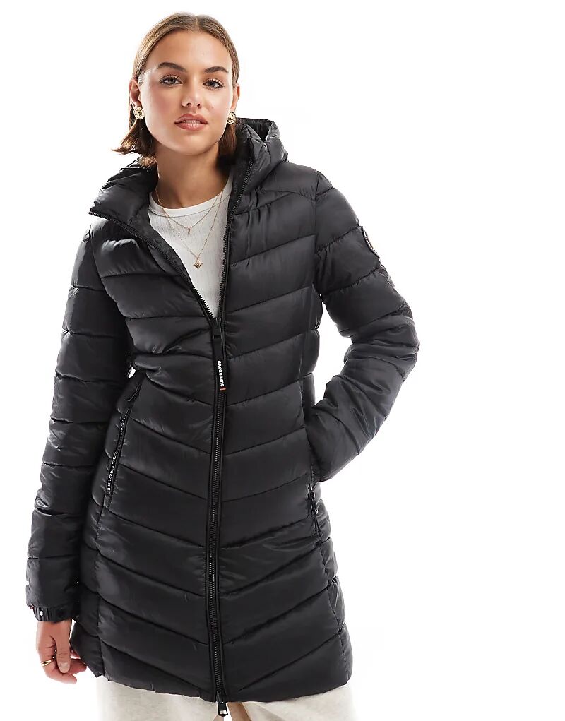 

Утепленная куртка Fuji Mid черного цвета с капюшоном Superdry