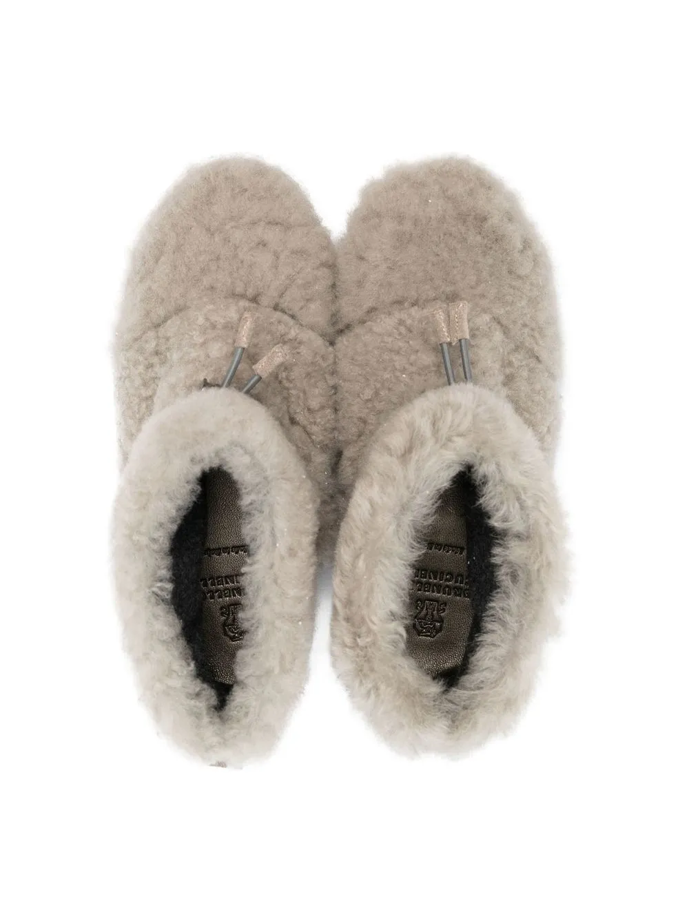 Ботинки с меховой отделкой Brunello Cucinelli Kids, серый — фото 3