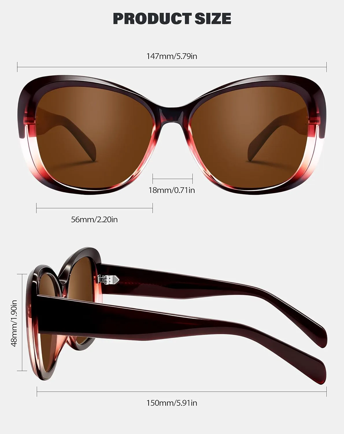 

Солнцезащитные очки Joopin Oversized из ацетата с поляризацией и защитой от УФ-излучения, модные очки-бабочки для женщин, Gradual Wine Red Frame Brown Lens