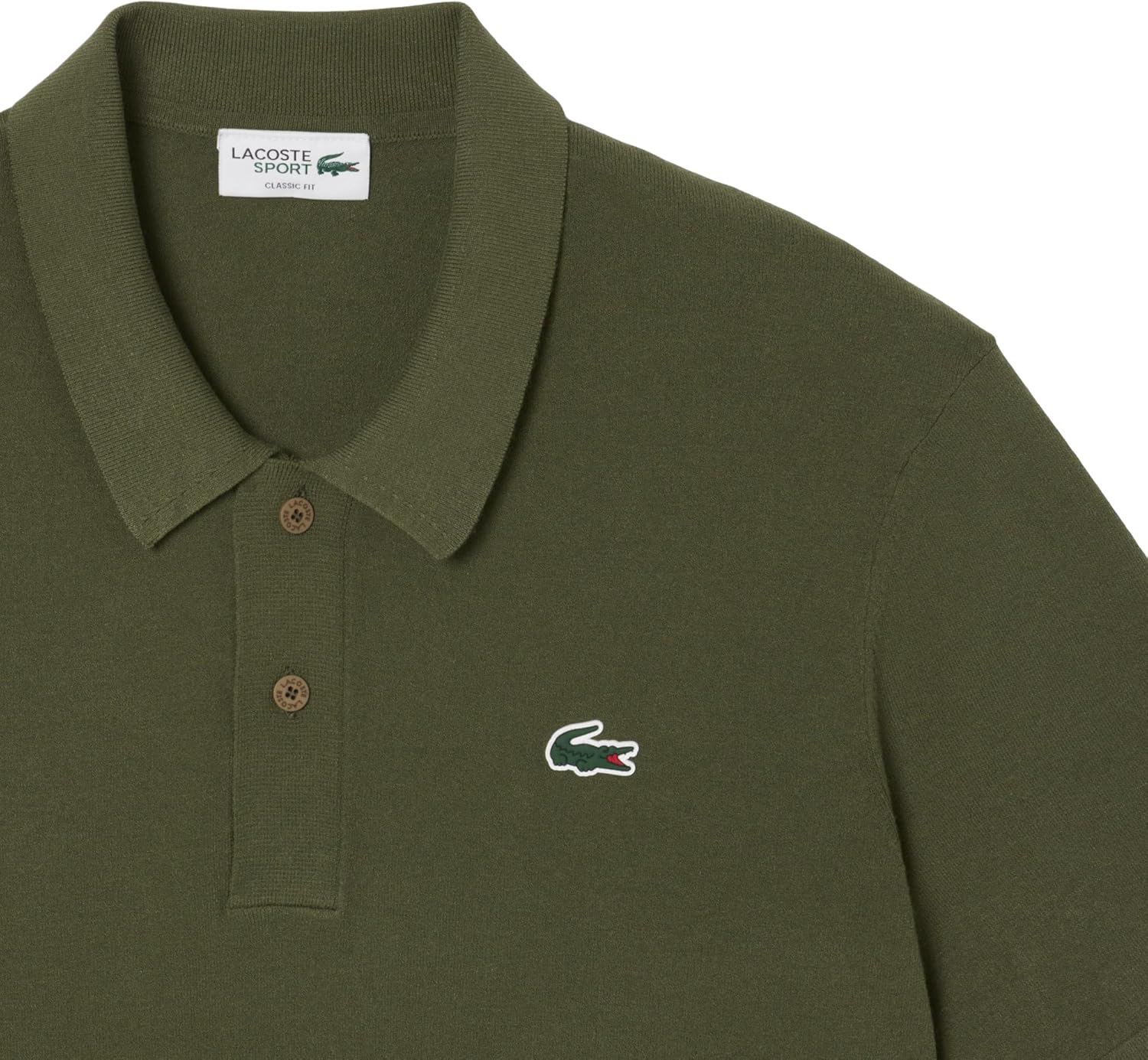 Lacoste мужской спортивный короткий рукав поло воротник гольф свитер, Olive — фото 3