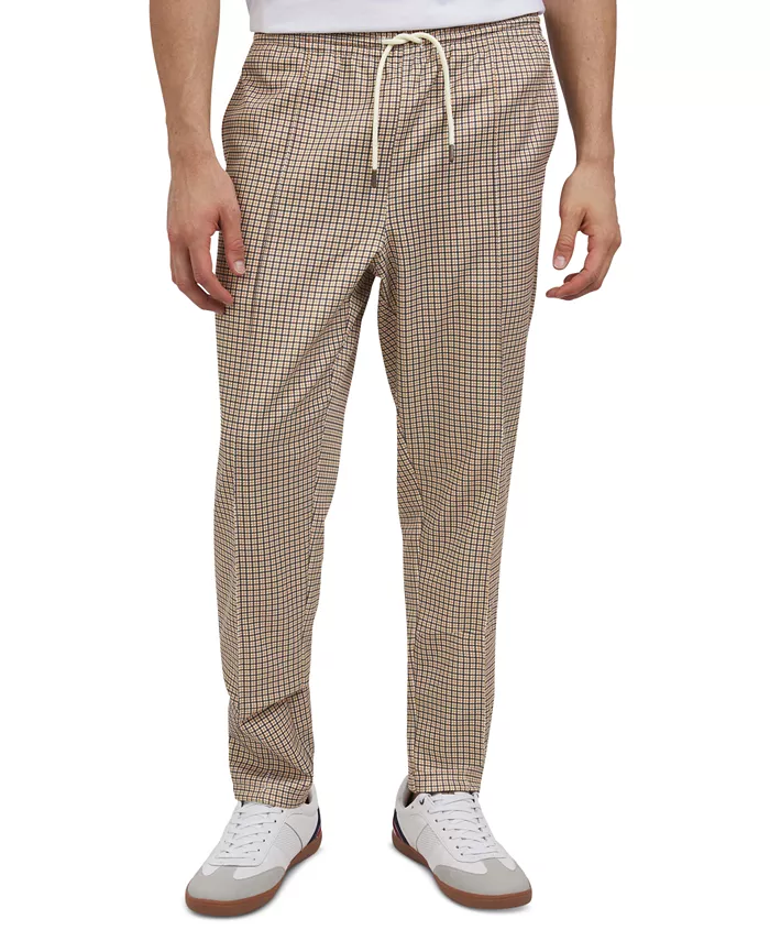

Мужские классические трикотажные брюки Houndstooth Check в спортивном стиле Ben Sherman, золотой