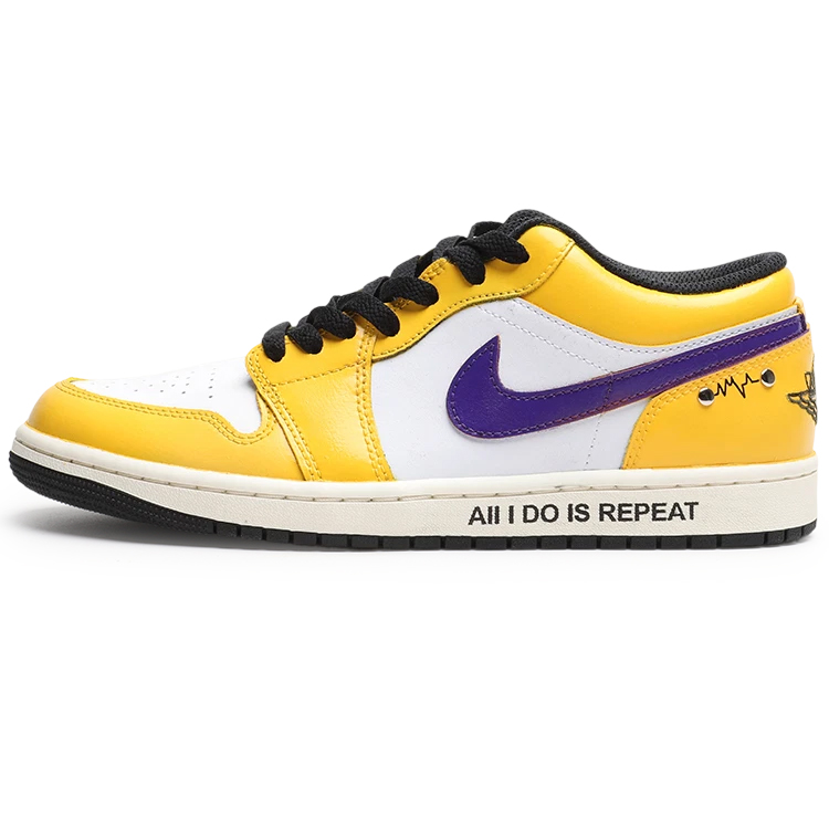 Jordan Air 1 Yellow Purple Mismatched детские баскетбольные кроссовки Unisex — фото 3