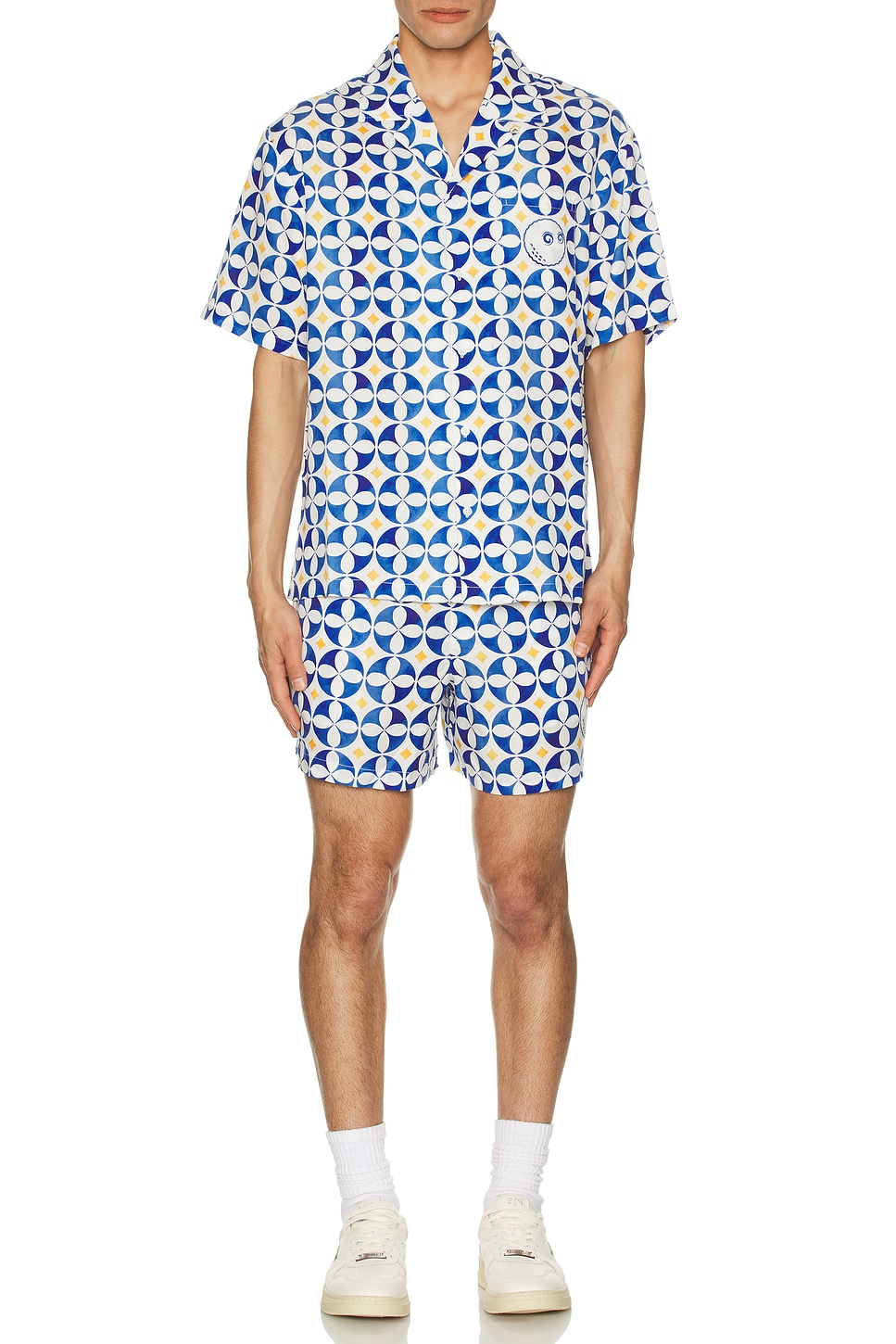 

Рубашка с отложным воротником Riviera Camp Malbon Golf, White, Blue, & Gold