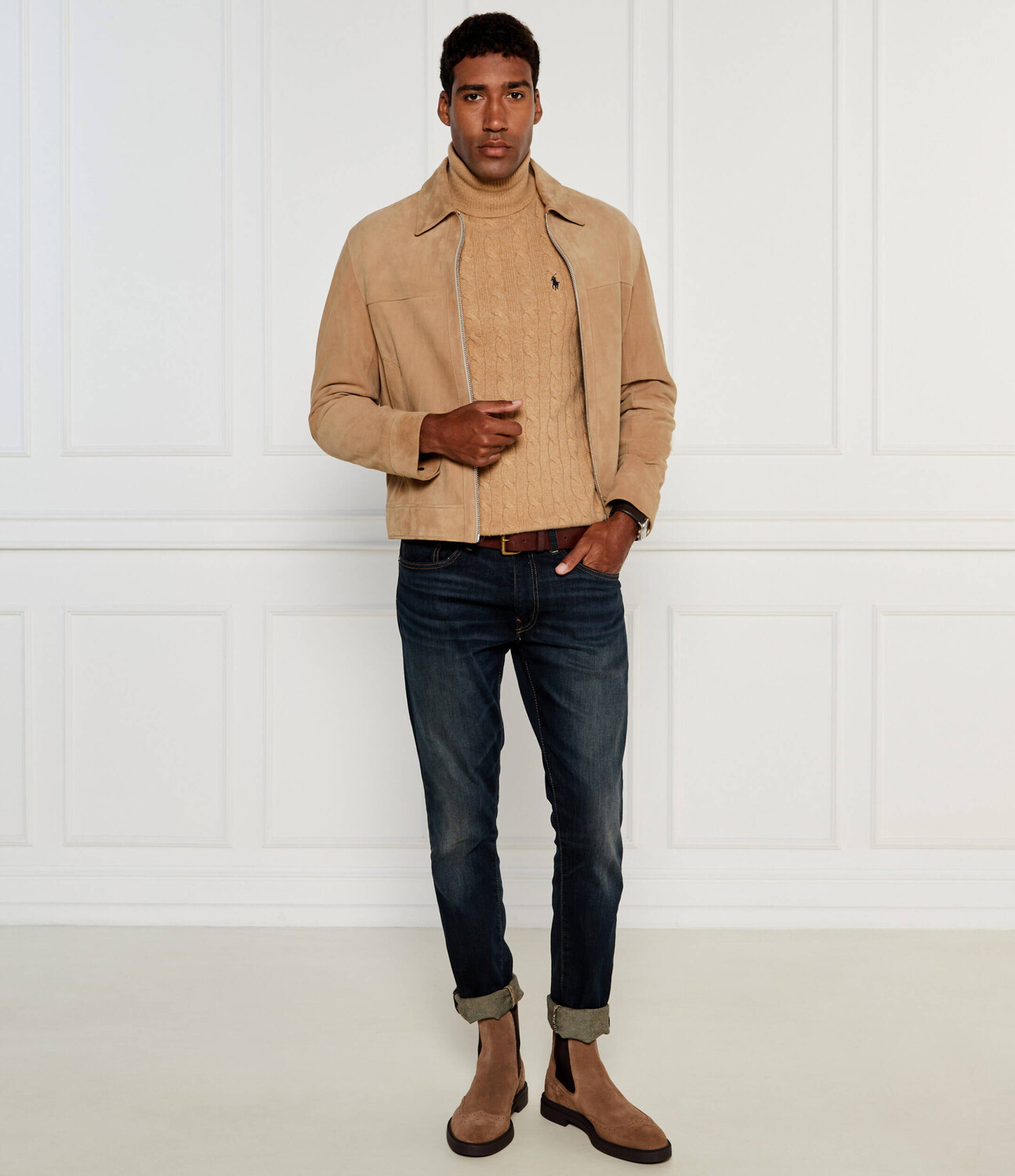 Свитер из шерсти POLO RALPH LAUREN Slim Fit, кэмел — фото 2
