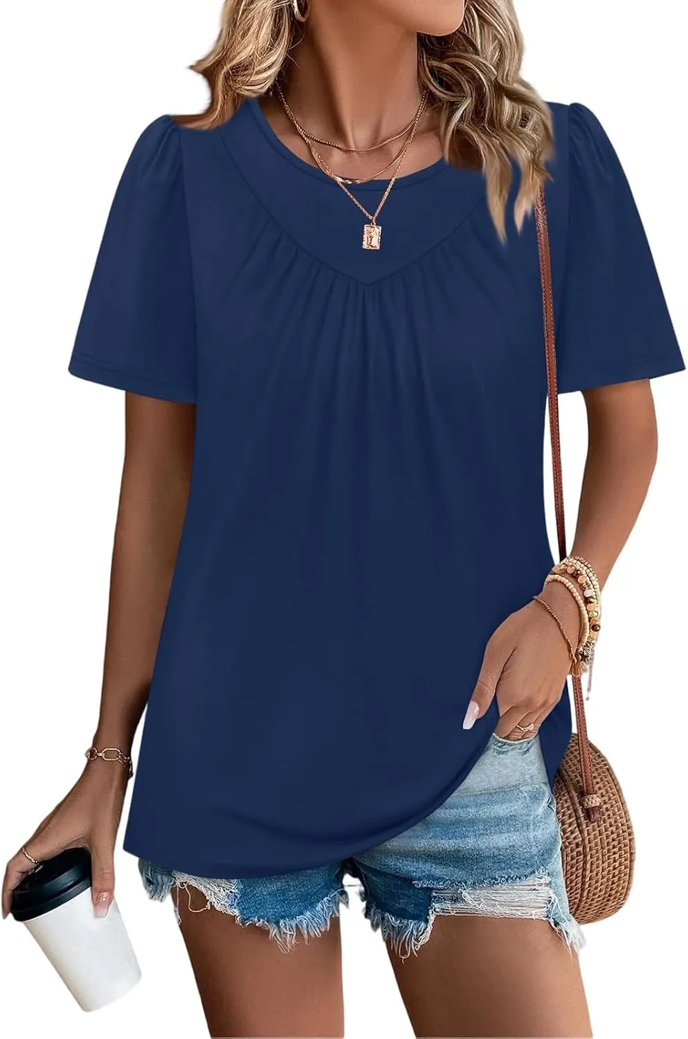 

Женская футболка с коротким рукавом и круглым вырезом, Casual, летняя Shusuen