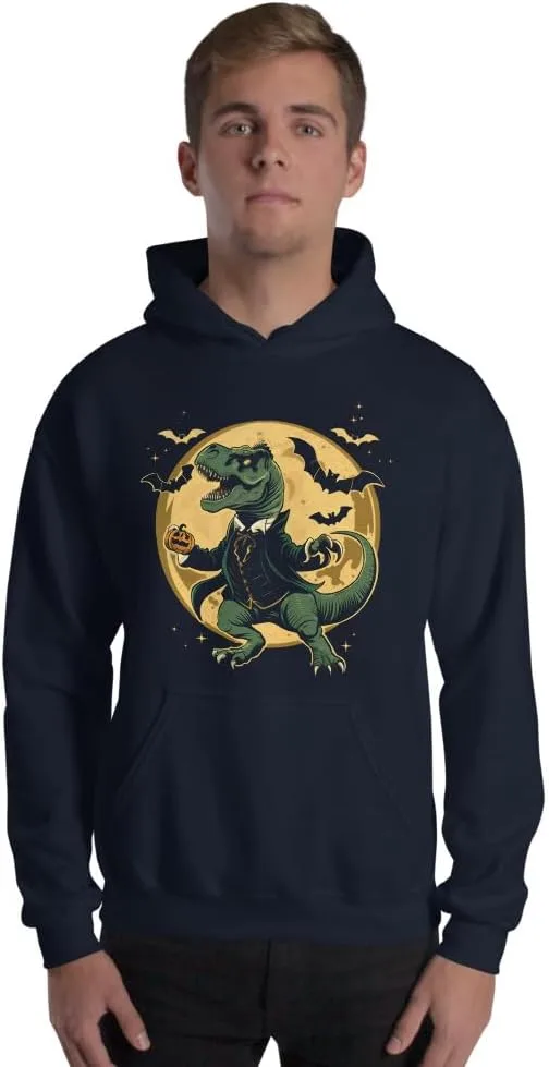 Толстовка Unisex Dinosaur Trex Dino Pumpkins Moon Halloween Generic, темно-синий