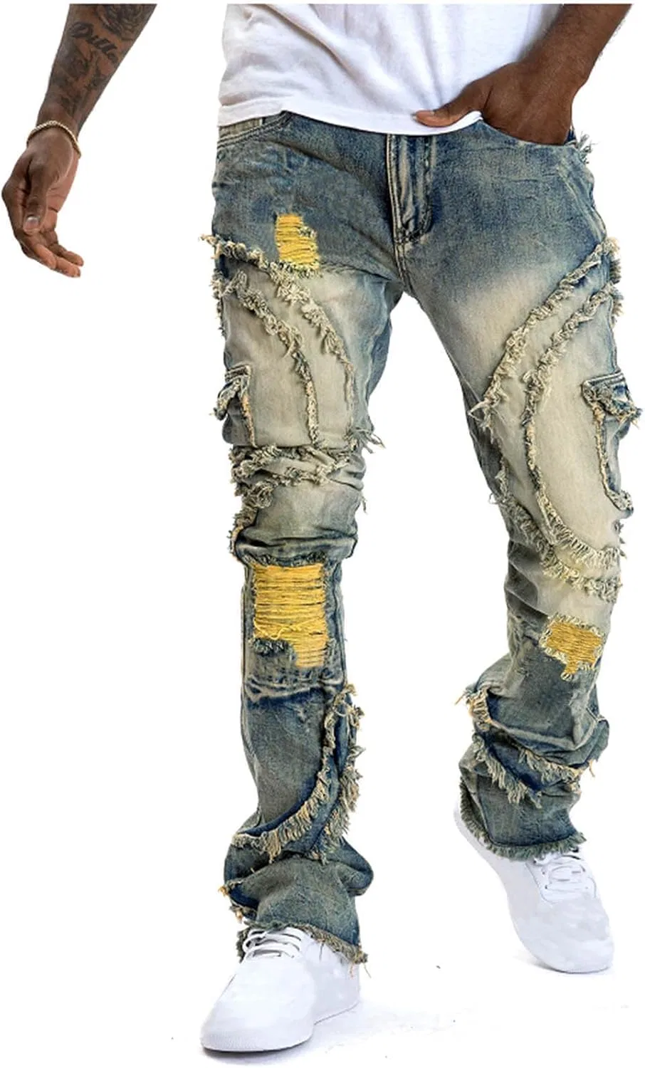 Джинсы скинни рваные Yellow generic
