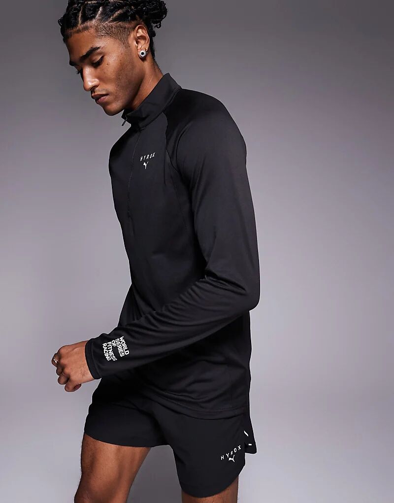 

Топ Puma x Hyrox с застежкой-молнией на четверть оборота в цвете Puma Black