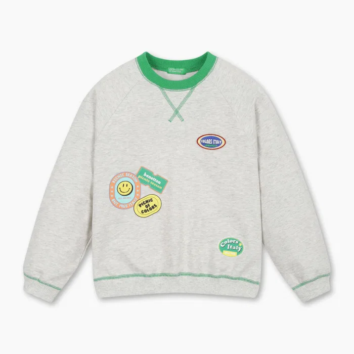Детский свитшот Unique Patch, овсяный, от Benetton Kids
