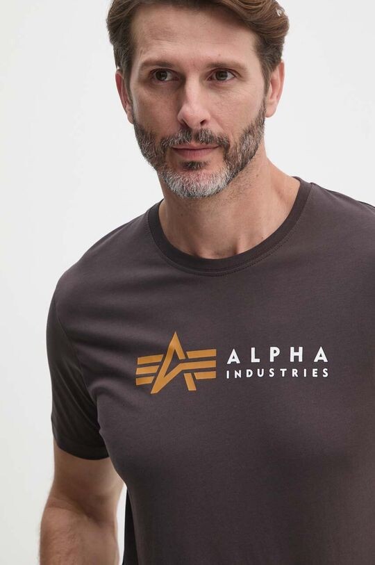 

Хлопковая футболка с этикеткой Alpha Industries, коричневый