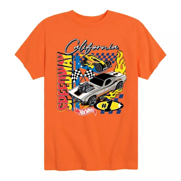 

Футболка с принтом California Speedway для мальчиков 8-20 лет Hot Wheels, оранжевый