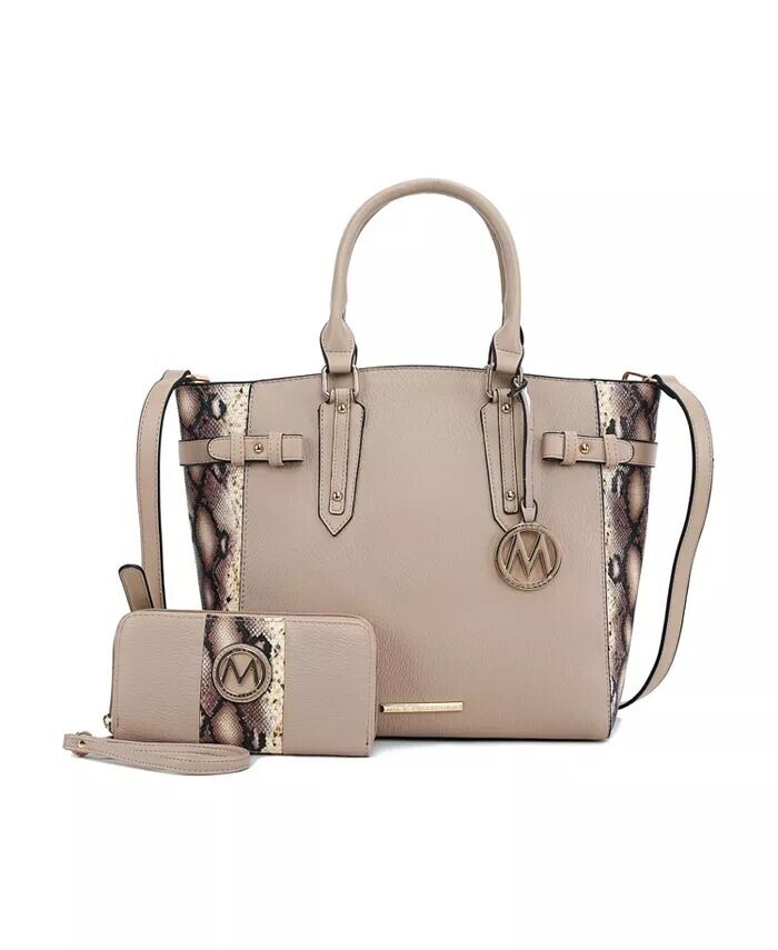 

Большая сумка-тоут с тиснением под змею Joelle от Mia K Mkf Collection, бежевый