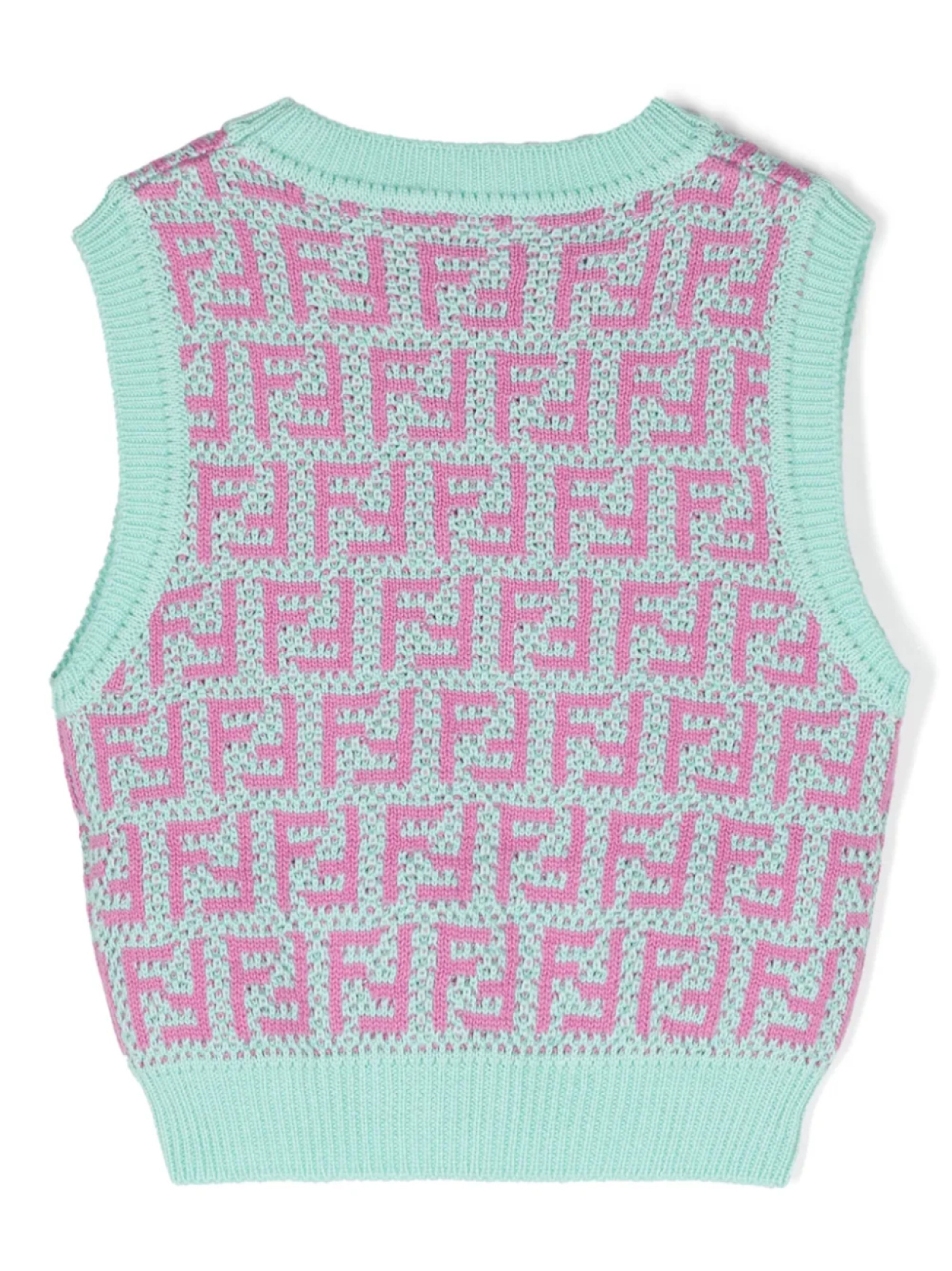 Топ вязки интарсия Fendi Kids, зеленый — фото 2