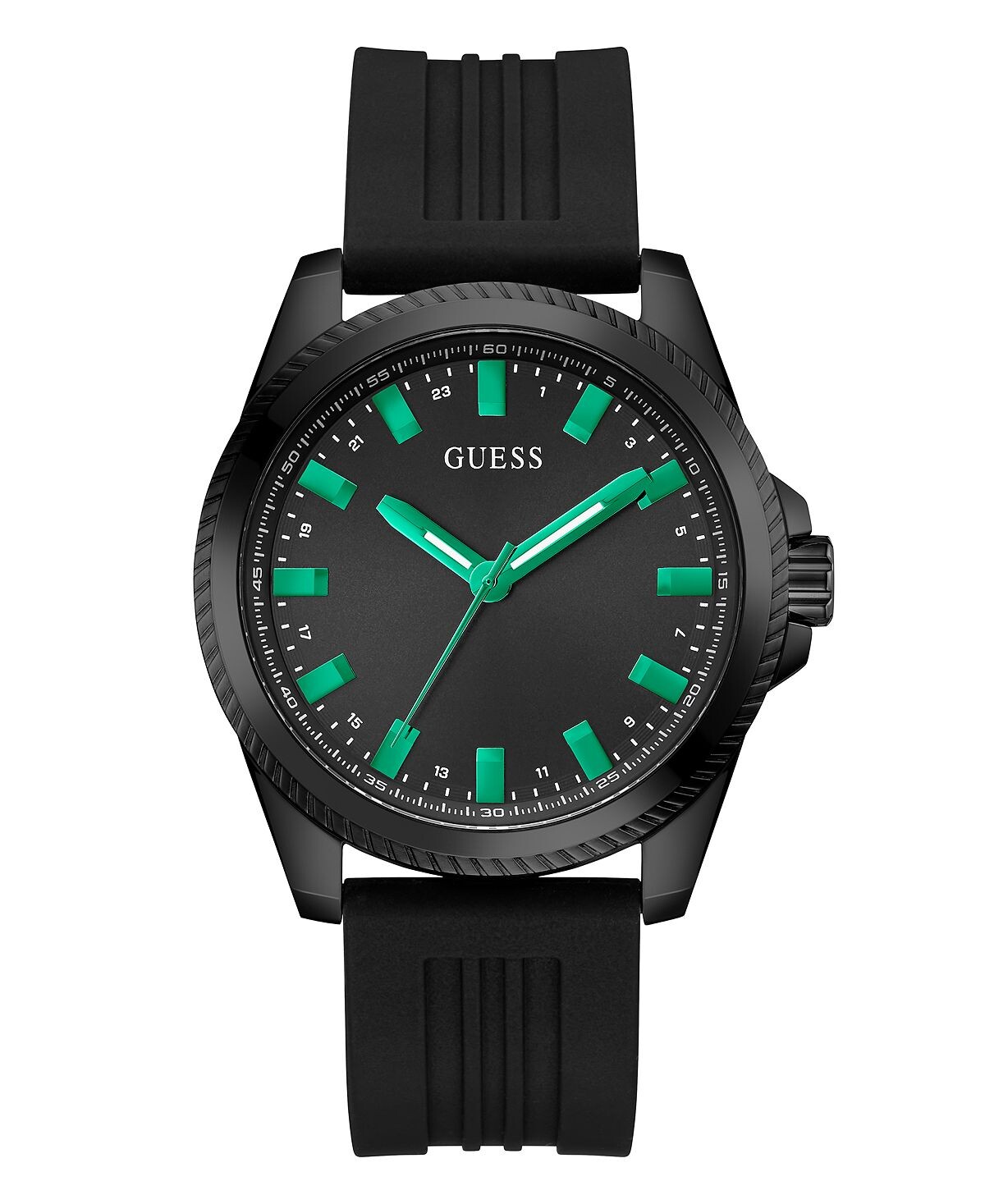 

Мужские аналоговые черные силиконовые часы 44 мм GUESS
