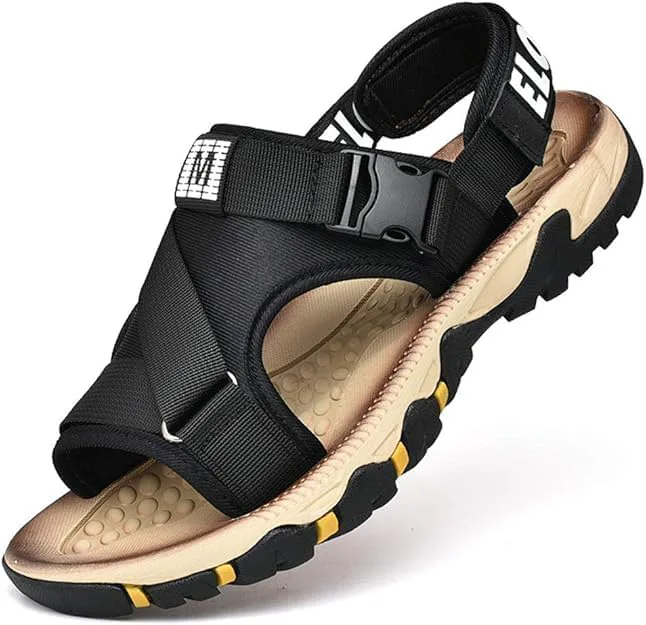 Летние уличные сандалии Asifn Men Fashion с лентами, спортивные походные удобные тапочки, водонепроницаемые, прохладные, дышащие, песочные обувь, черный