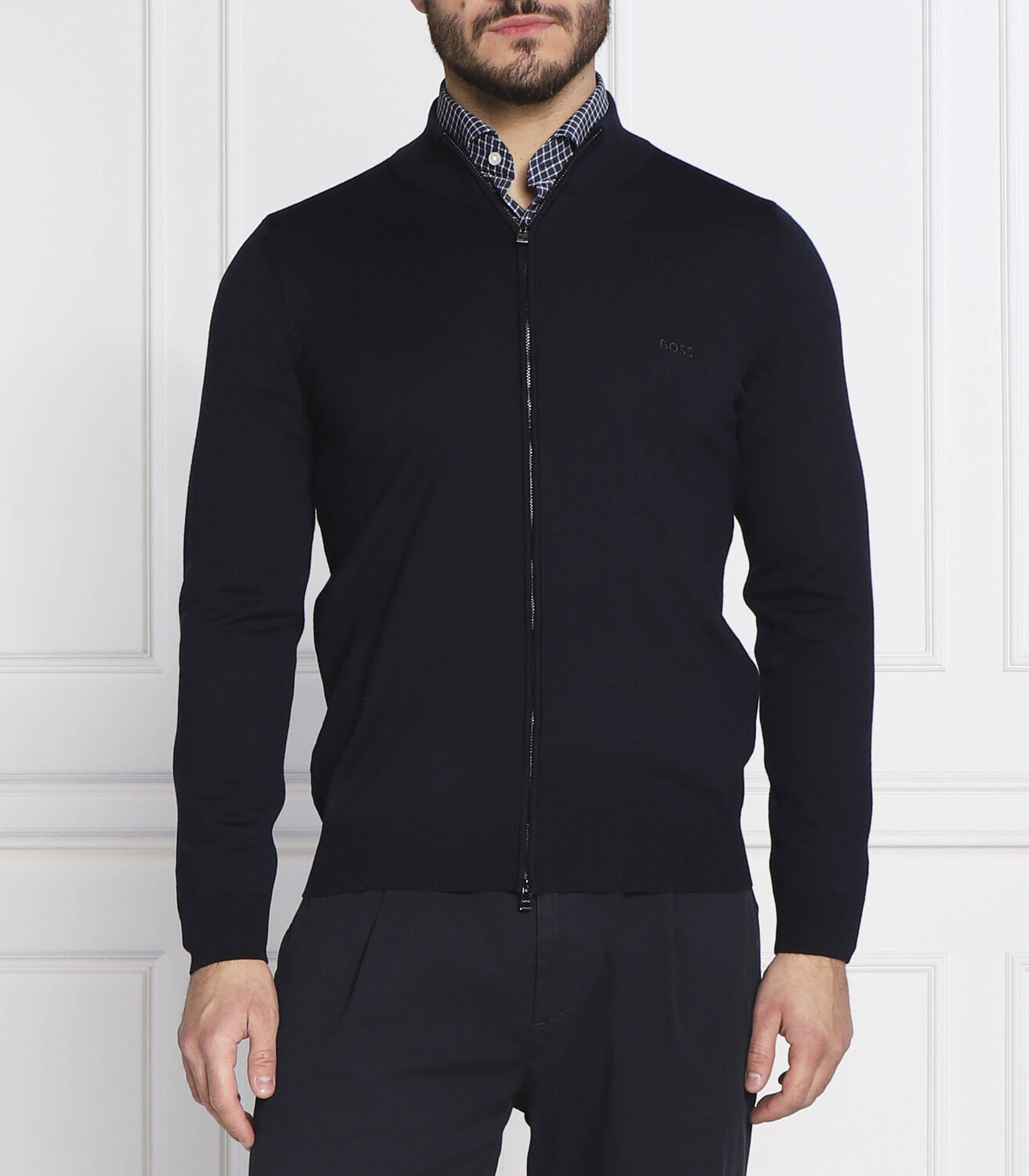 

Свитер из шерсти BOSS BLACK balonso-l regular fit, темно-синий