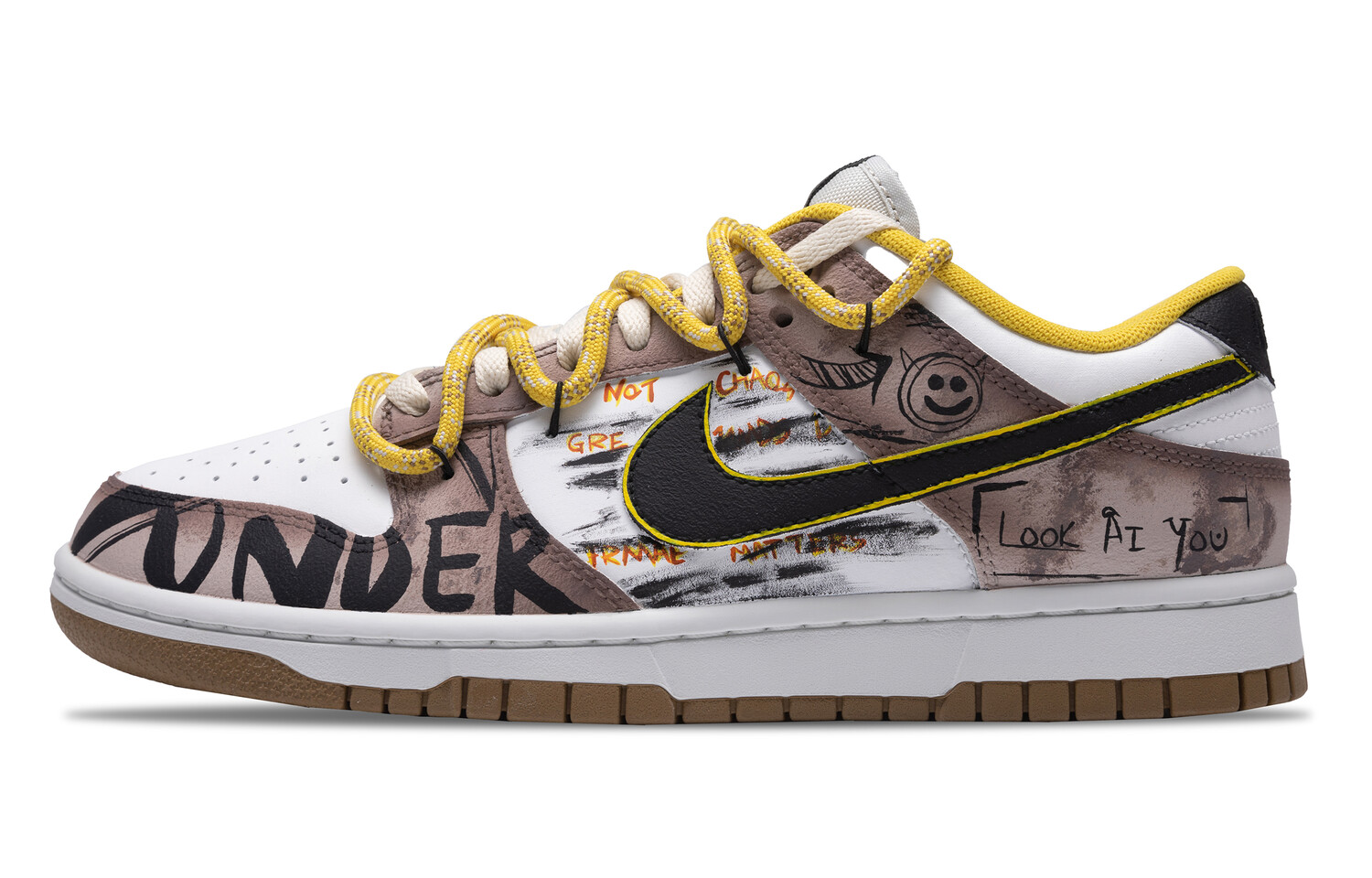 

Кроссовки Nike Dunk Skateboarding Shoes Unisex Low-top Brown/white/yellow, коричневый