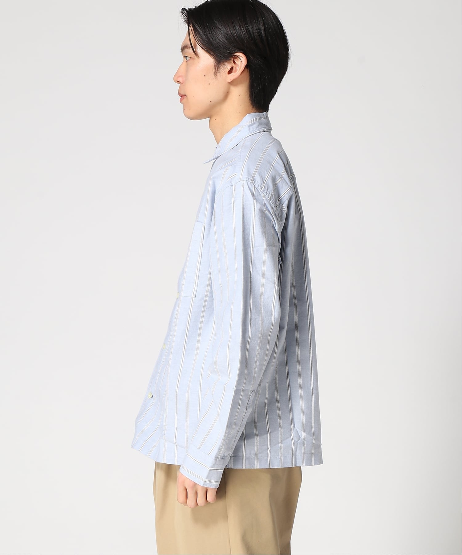 (U) Рубашка Оксфорд свободного кроя GAP, BLUE_OPAL_STRIPE — фото 4