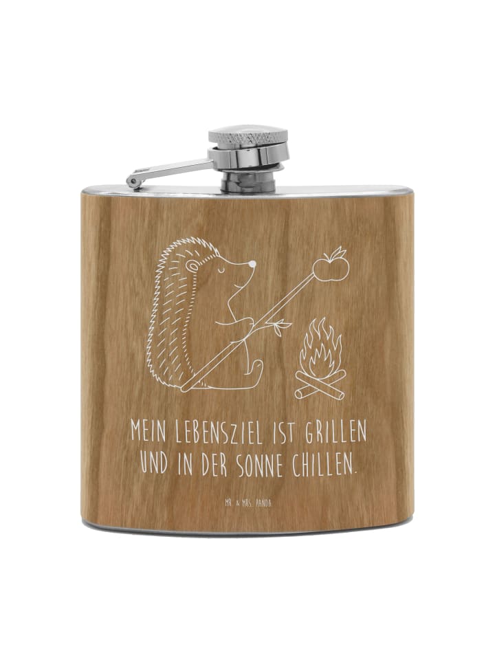 

Mr. & Mrs. Panda Бутылка алкоголя, ежик на гриле с надписью коричневого цвета