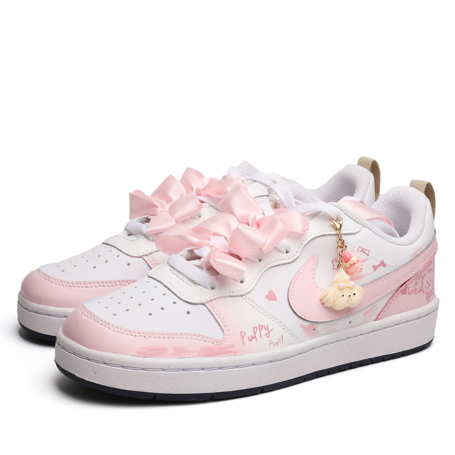 Nike Court Borough Curl Puppy Low top детские скейтборд кроссовки light pink unisex — фото 4