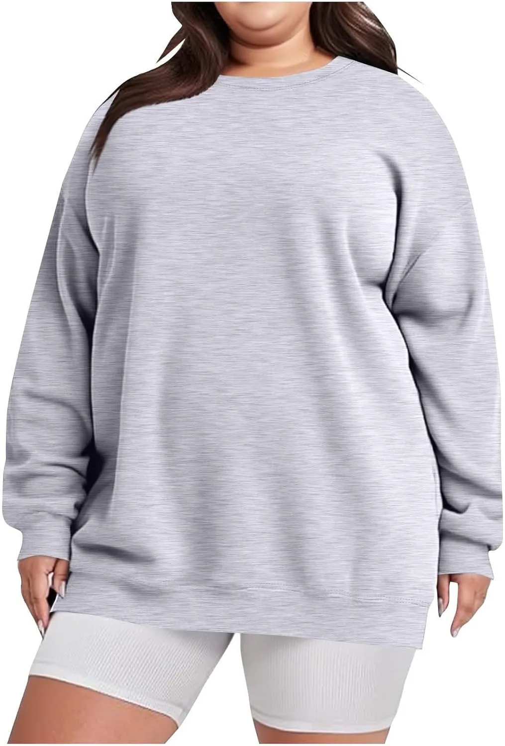 Женский свитшот Plus Size с длинным рукавом и круглым вырезом — фото 2