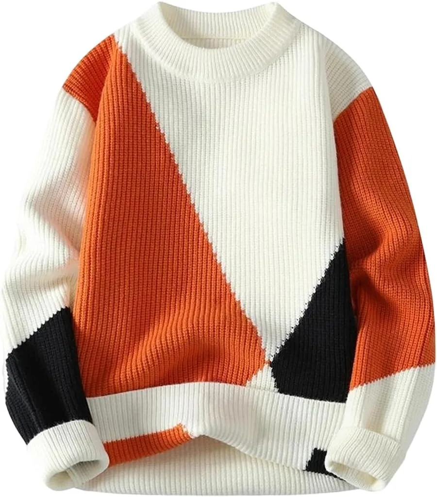 

Мужской свитер с пэчворком утепленный