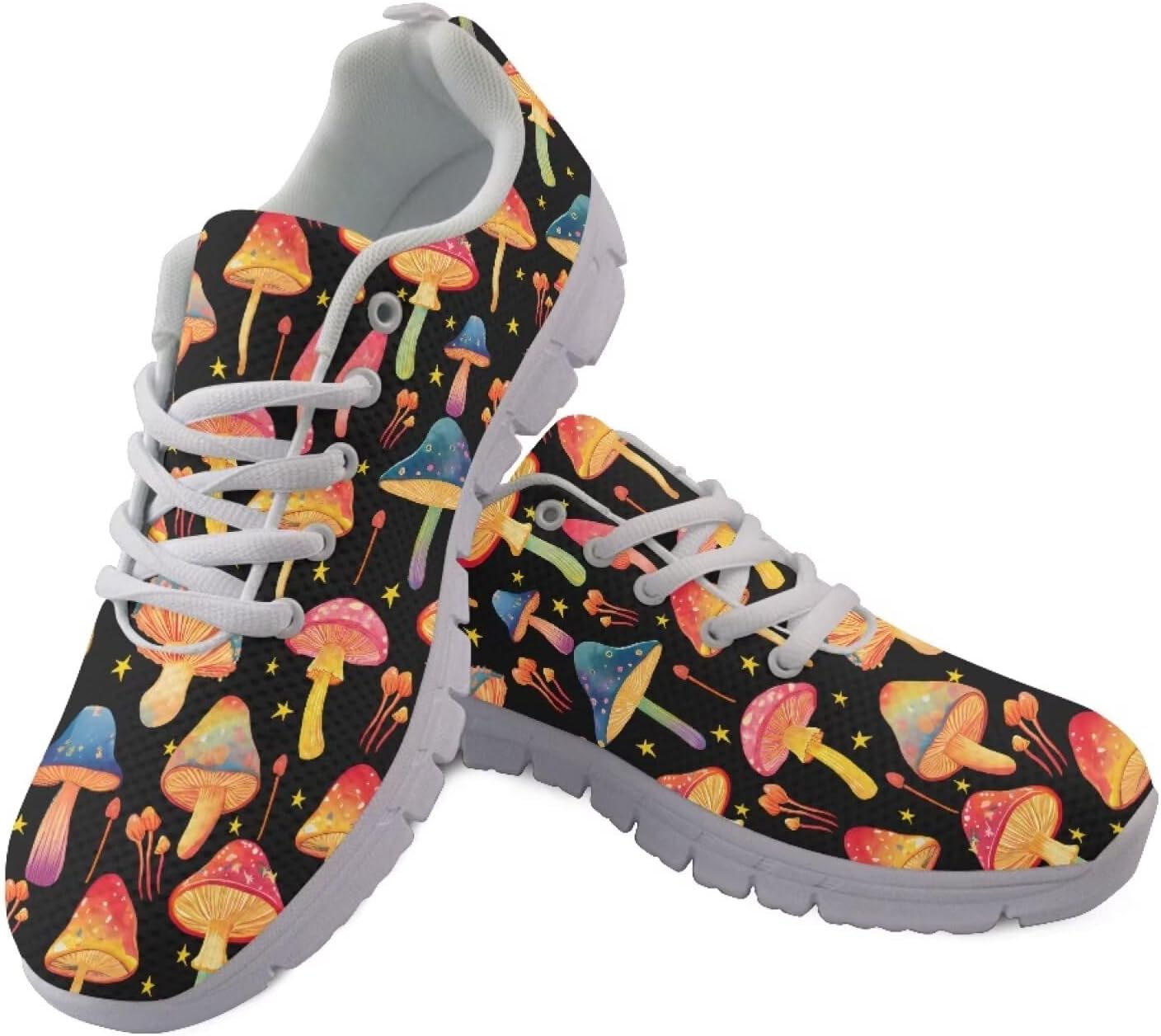 

Кроссовки для взрослых унисекс с черепом и розой, готические Y2K, легкие спортивные кроссовки для бега, тенниса, ходьбы и фитнеса Getelinseng, Rainbow Mushroom