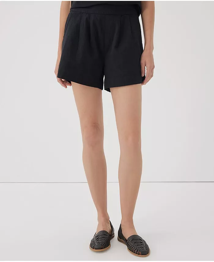 

Женские шорты с высокой талией Canopy из смеси органического хлопка и льна Pact, черный