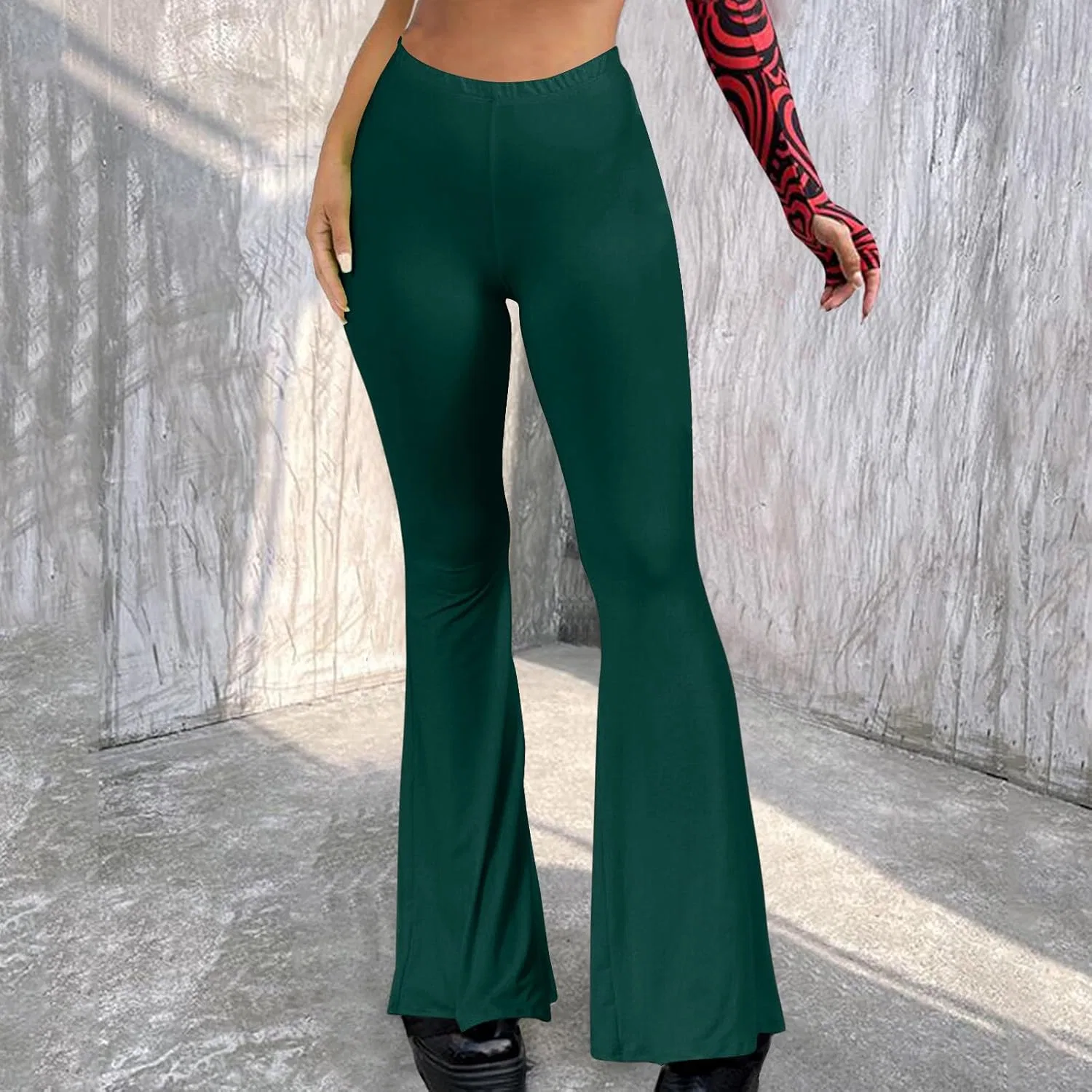 Леггинсы для фитнеса с завышенной талией, Bootcut, Green — фото 2