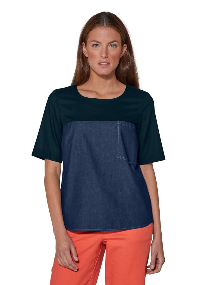 

MADELEINE Джинсовая и трикотажная рубашка темно-синего/темно-синего цвета