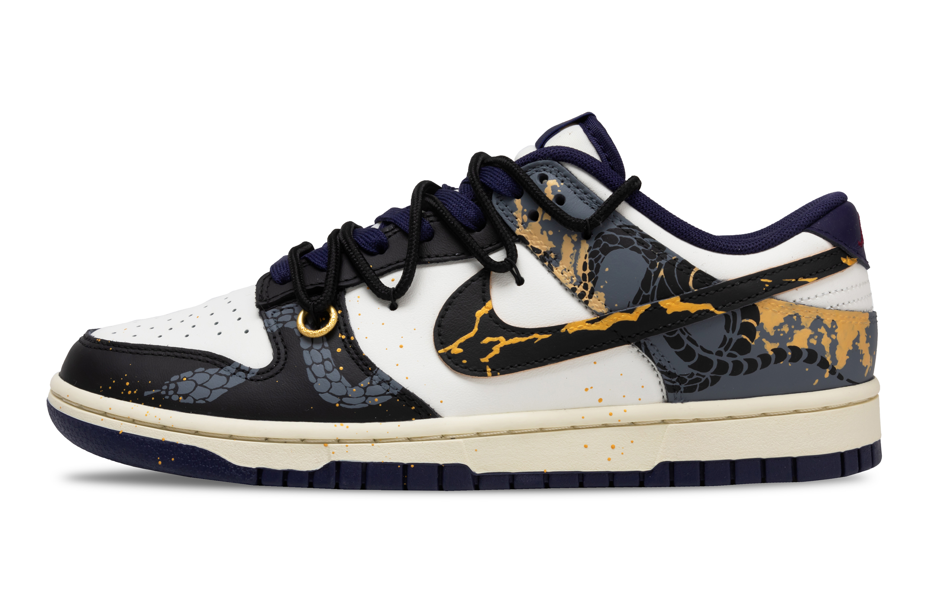

Nike Кроссовки для скейтбординга Dunk Snake Shadow с противоскользящим покрытием, износостойкие, мужские, черно-золотые